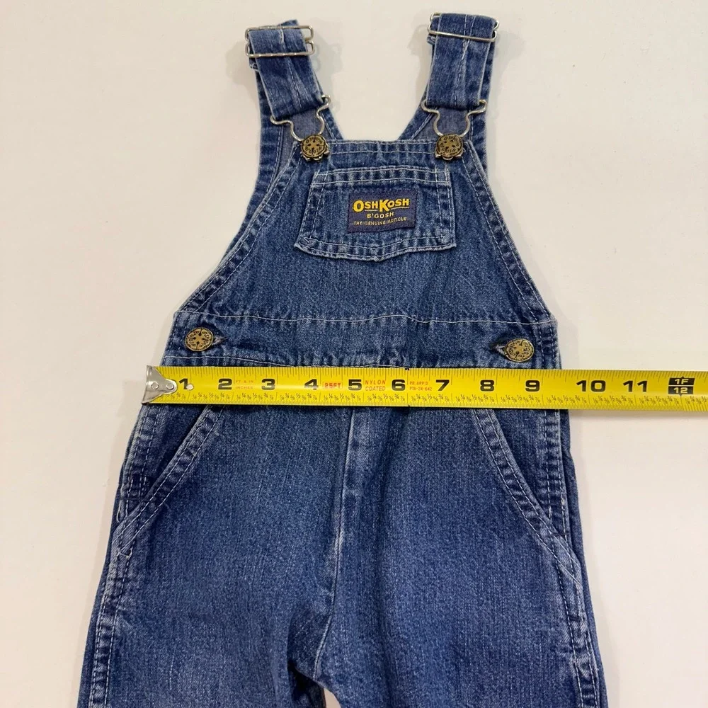 OshKosh‎ B'gosh Vestbak Denim Overalls Kids 18M Blue Snap Leg | Vintage